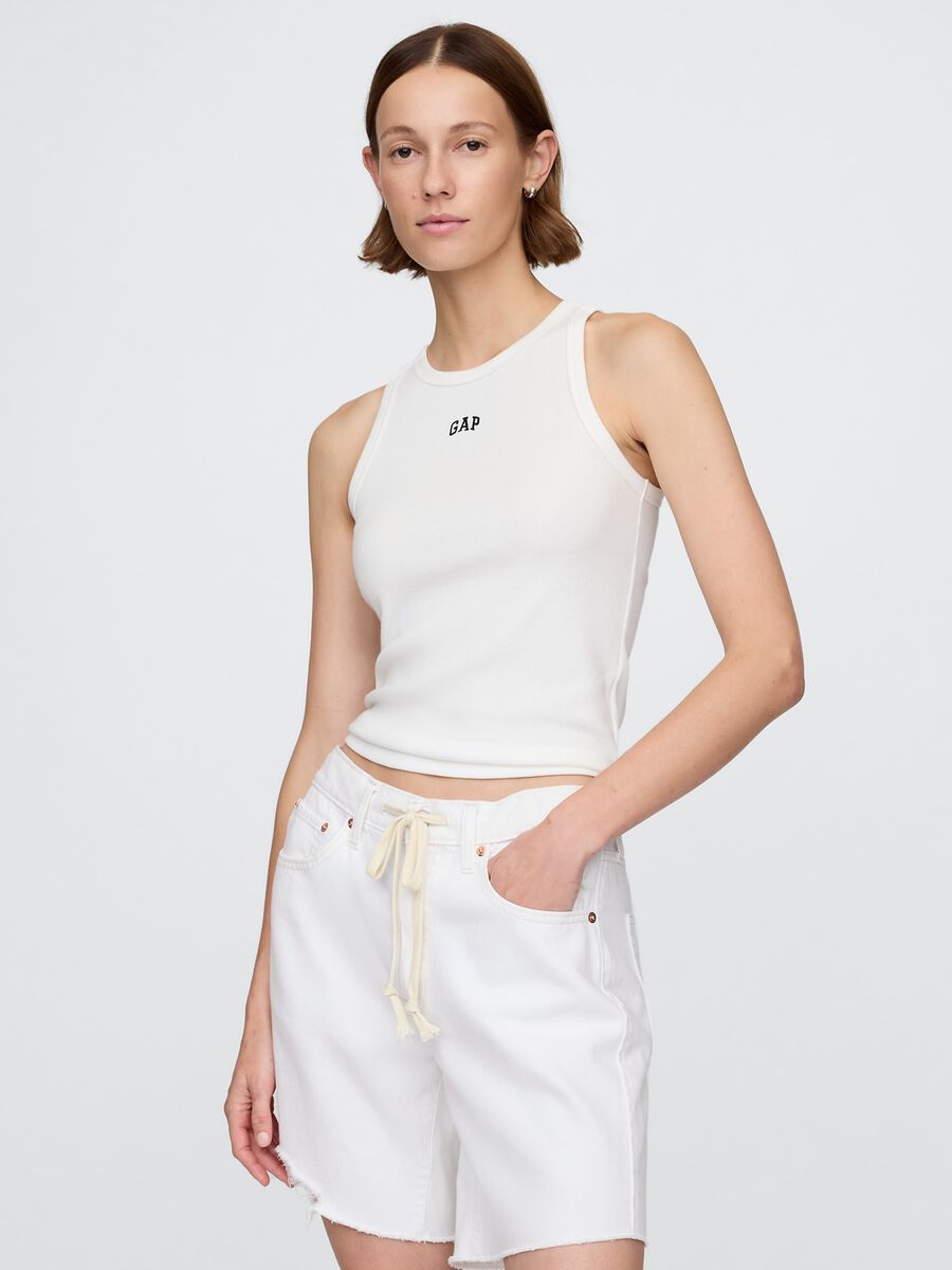 Canotta bianca in tessuto elasticizzato Donna_0