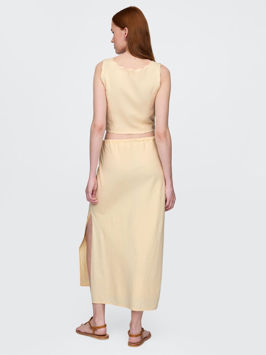Long beige skirt in linen and viscose Woman_1