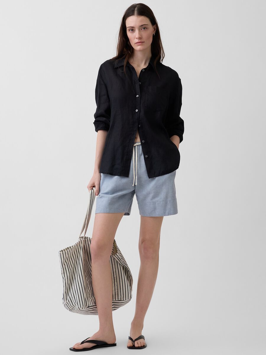 Shorts in misto lino Donna_0