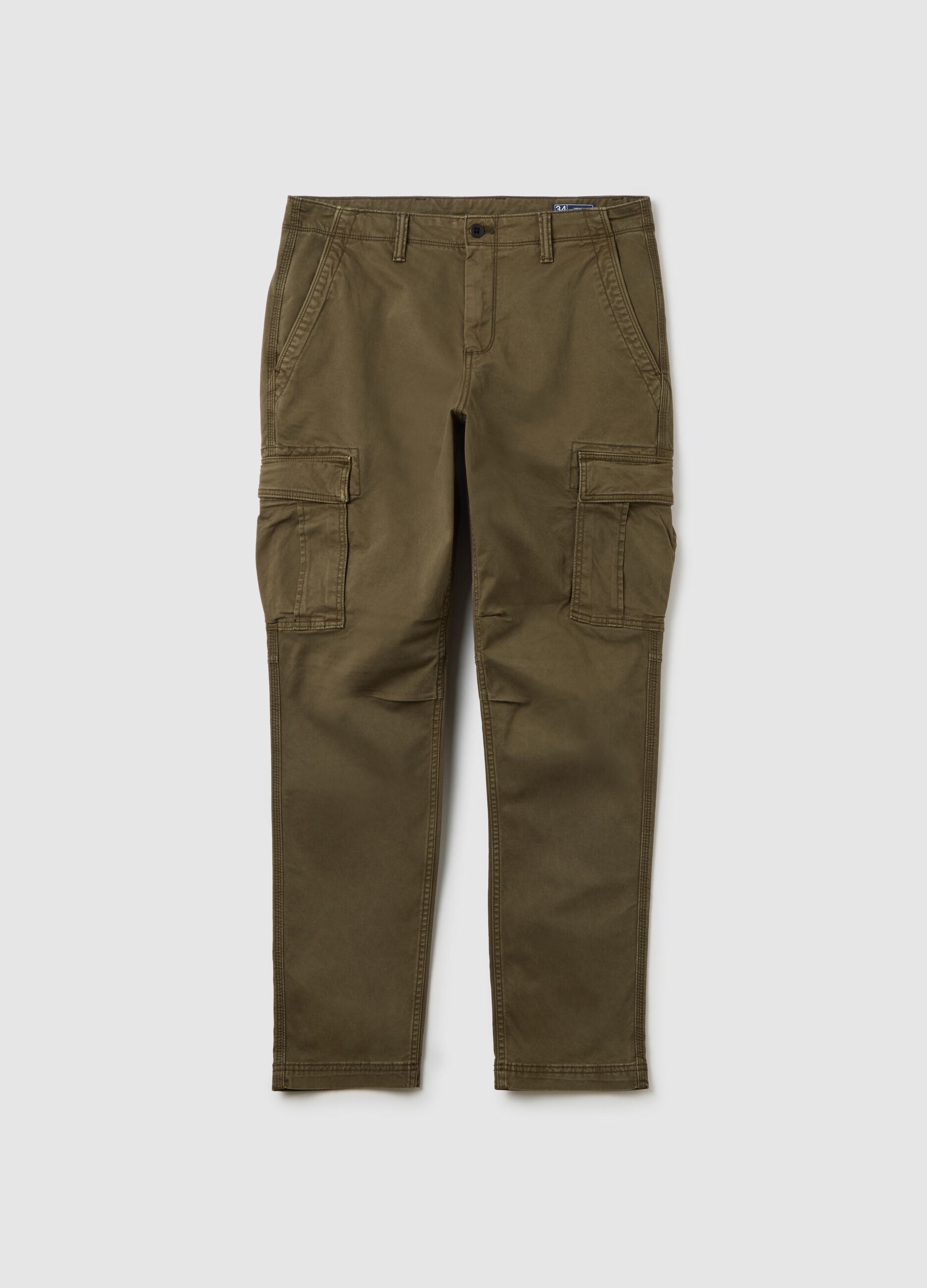 Pantaloni cargo in cotone stretch_1