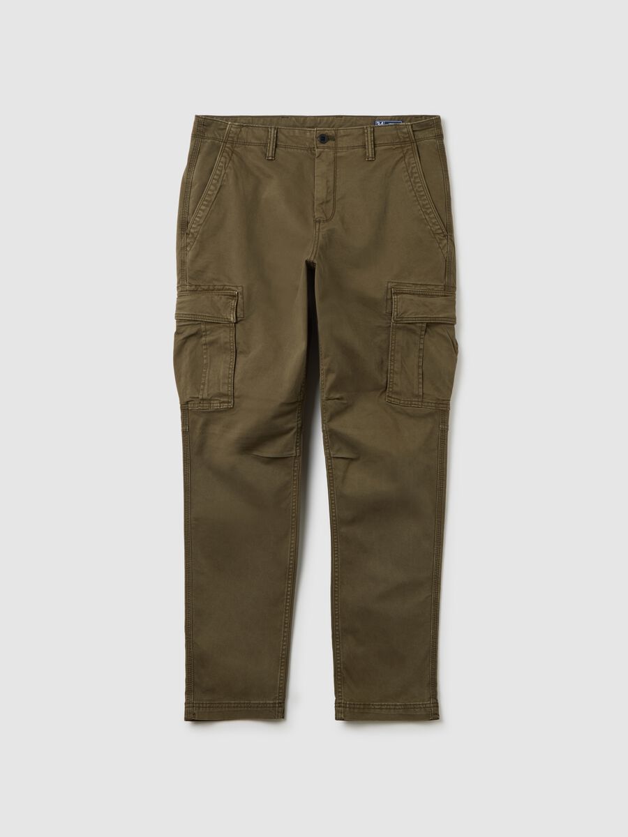Pantaloni cargo in cotone stretch Uomo_1