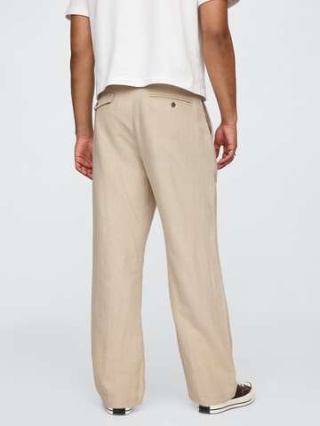 Pantaloni wide leg beige in lino e cotone_2