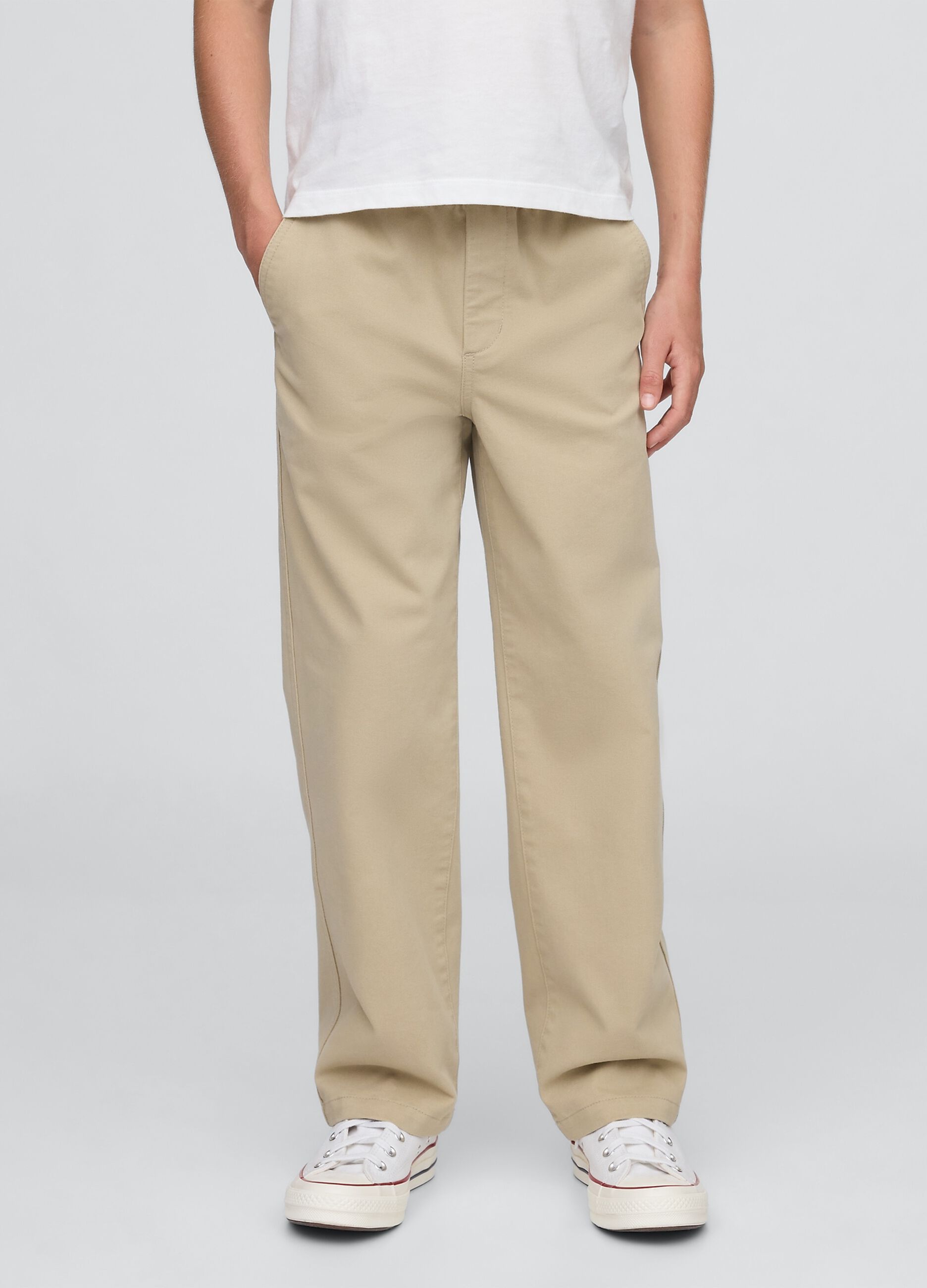 Pantaloni beige regular elasticizzati_1