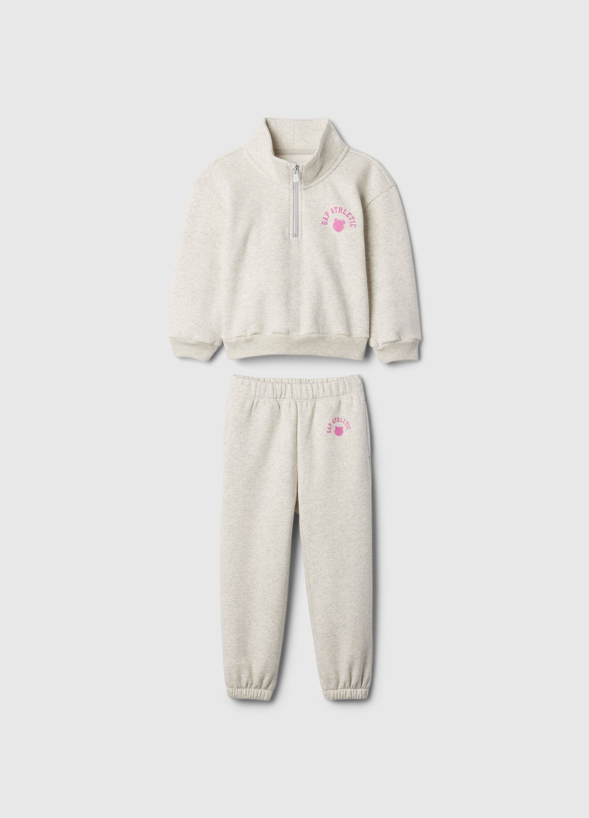 Jogging set in felpa con stampa logo e orsetto
