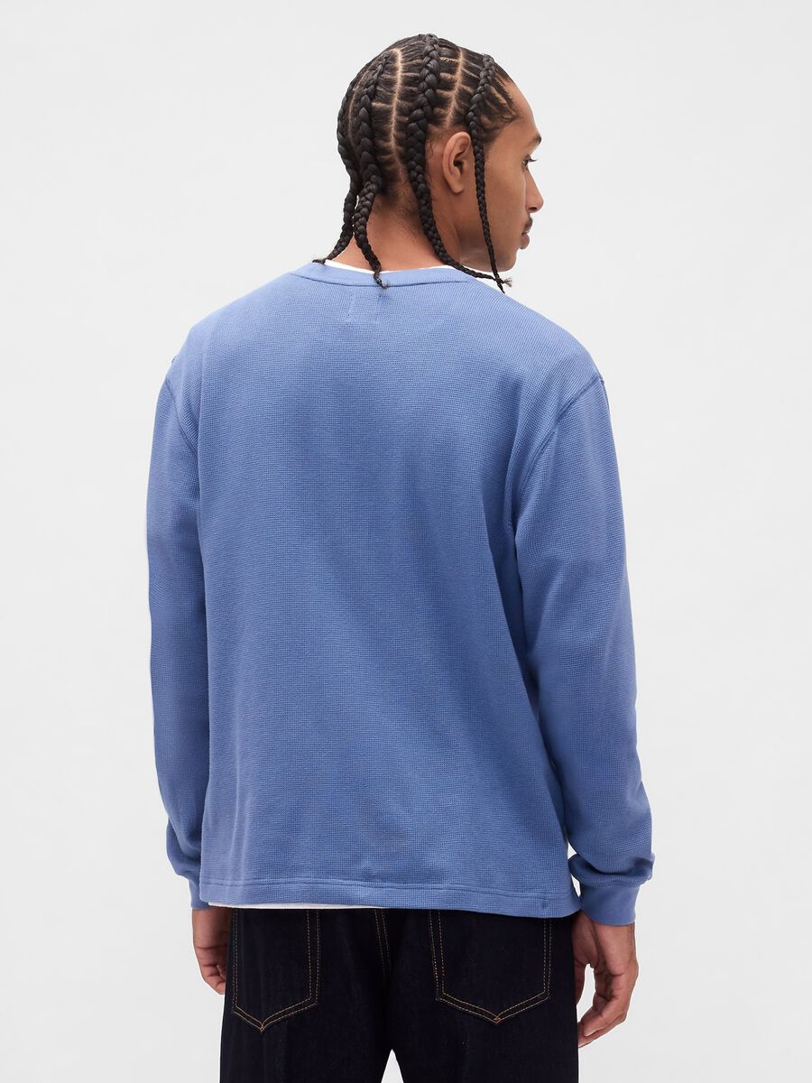 Maglia azzurra a maniche lunghe elasticizzata Uomo_1