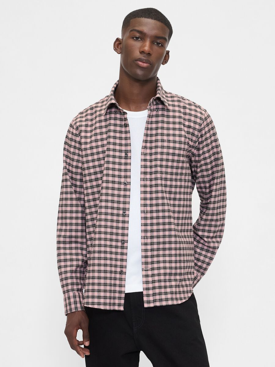 Camicia rosa a quadri elasticizzata Uomo_0