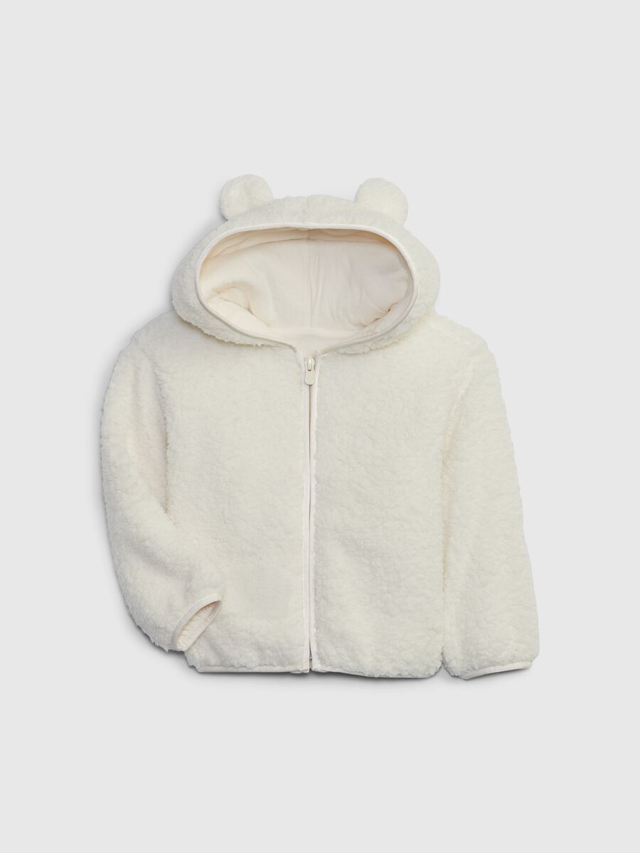 Full-zip sweatshirt in sherpa with ears Newborn Boy_0