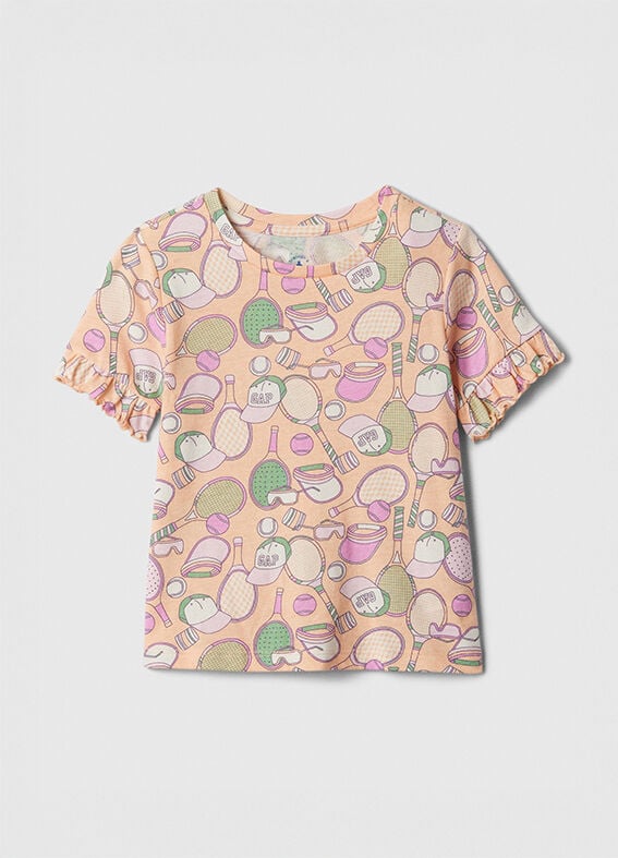 T-shirt bambina rosa con stampa sportiva