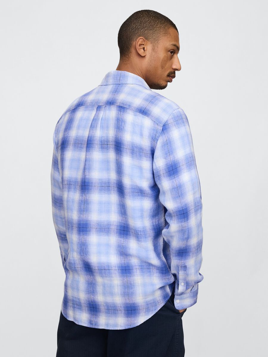Camicia a quadri blu sfumata Uomo_2