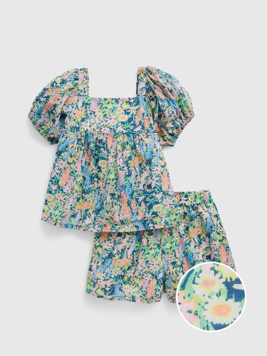 Floral pattern blouse and shorts set Newborn Boy_1