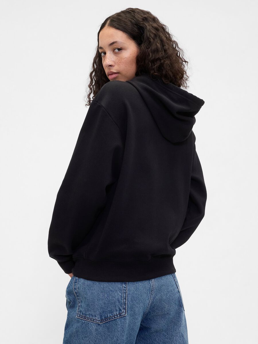 Felpa nera con cappuccio e zip integrale Donna_2