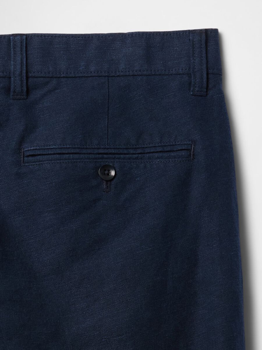 Pantaloni blu regular in lino e cotone Gap Uomo_5