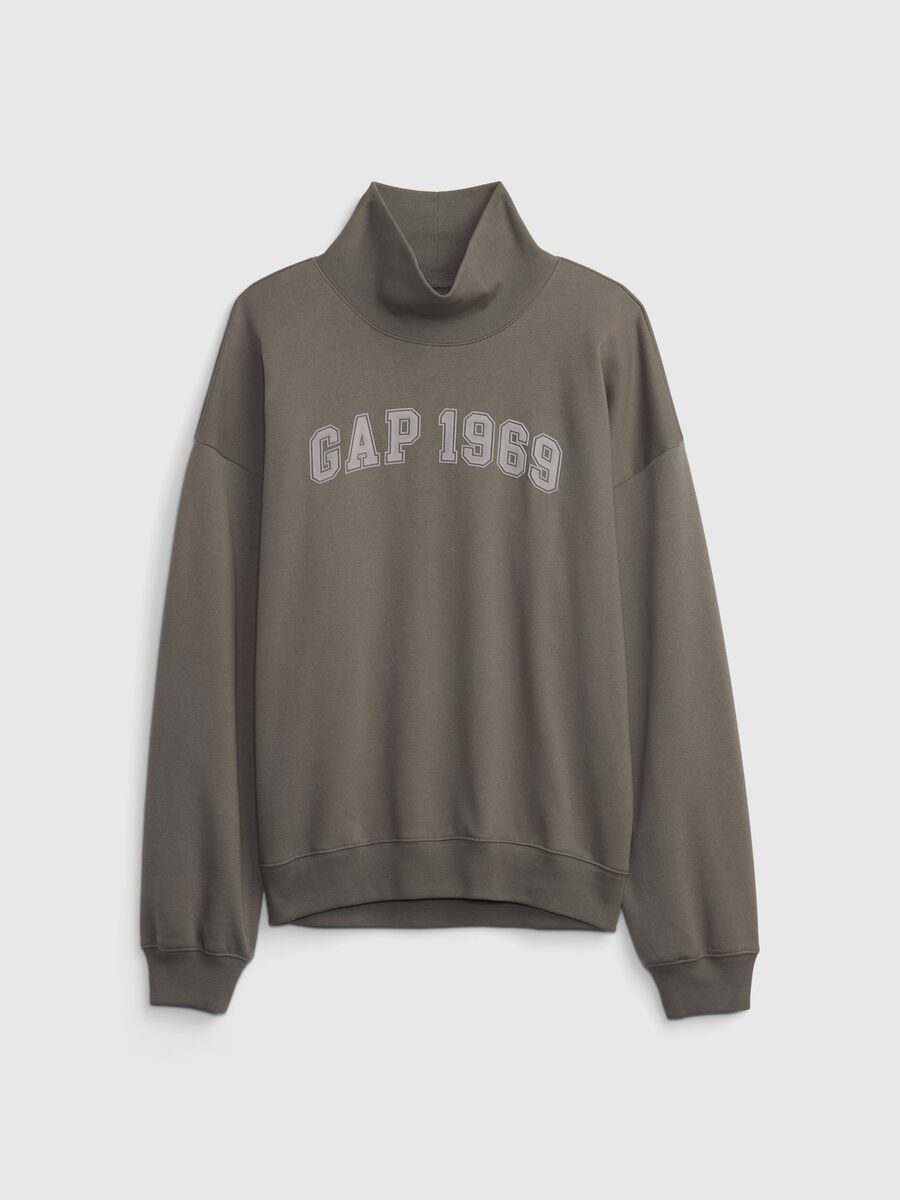 Felpa oversize a collo alto con stampa logo Donna_3