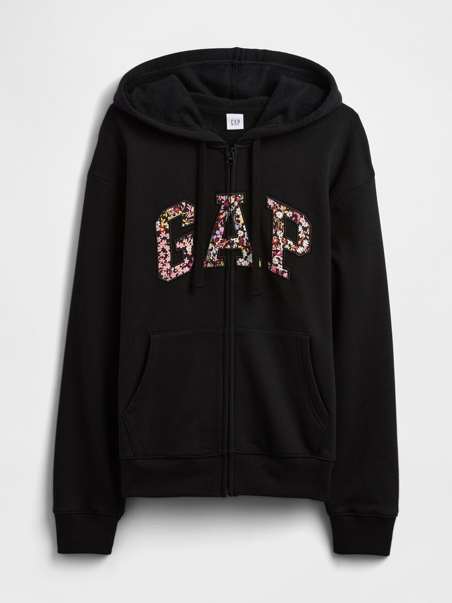 Felpa nera con cappuccio e zip integrale Donna_4