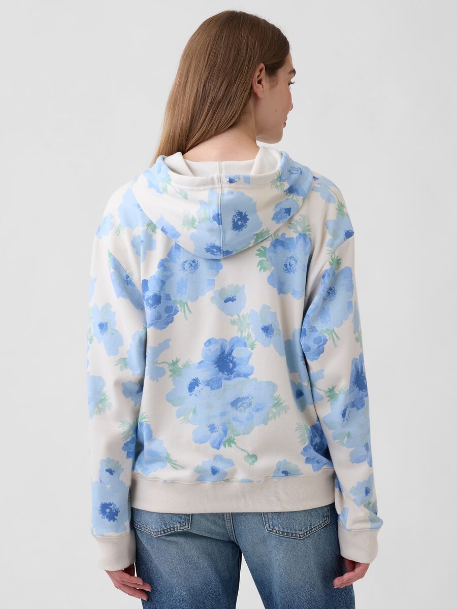 Regular Fit Cotton Blend Sweatshirt with Logo and Floral Pattern Woman_2