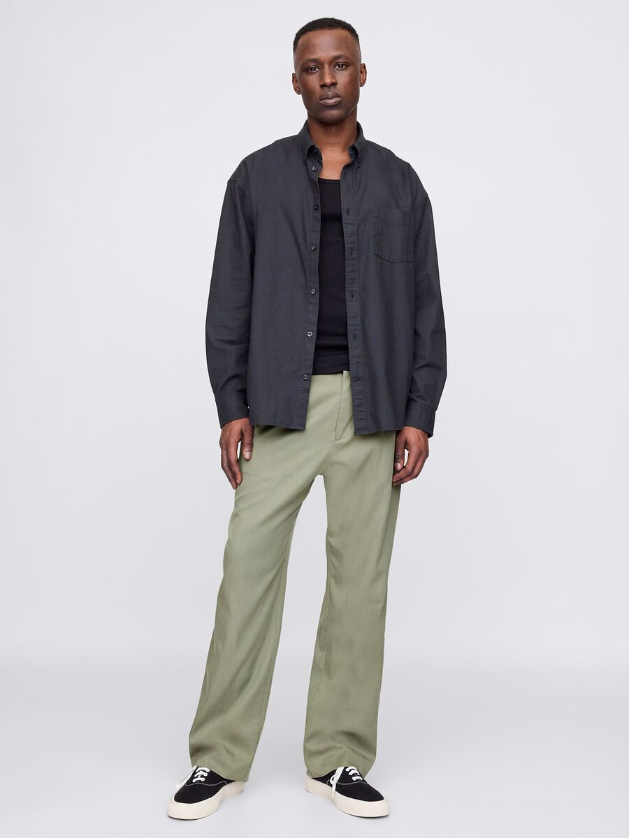 Light green Lyocell and cotton trousers Man_0