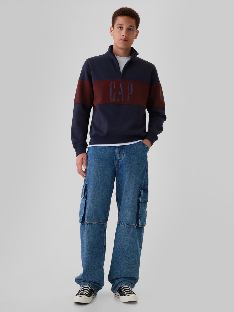 Felpa half-zip colorblock con ricamo logo Uomo_0