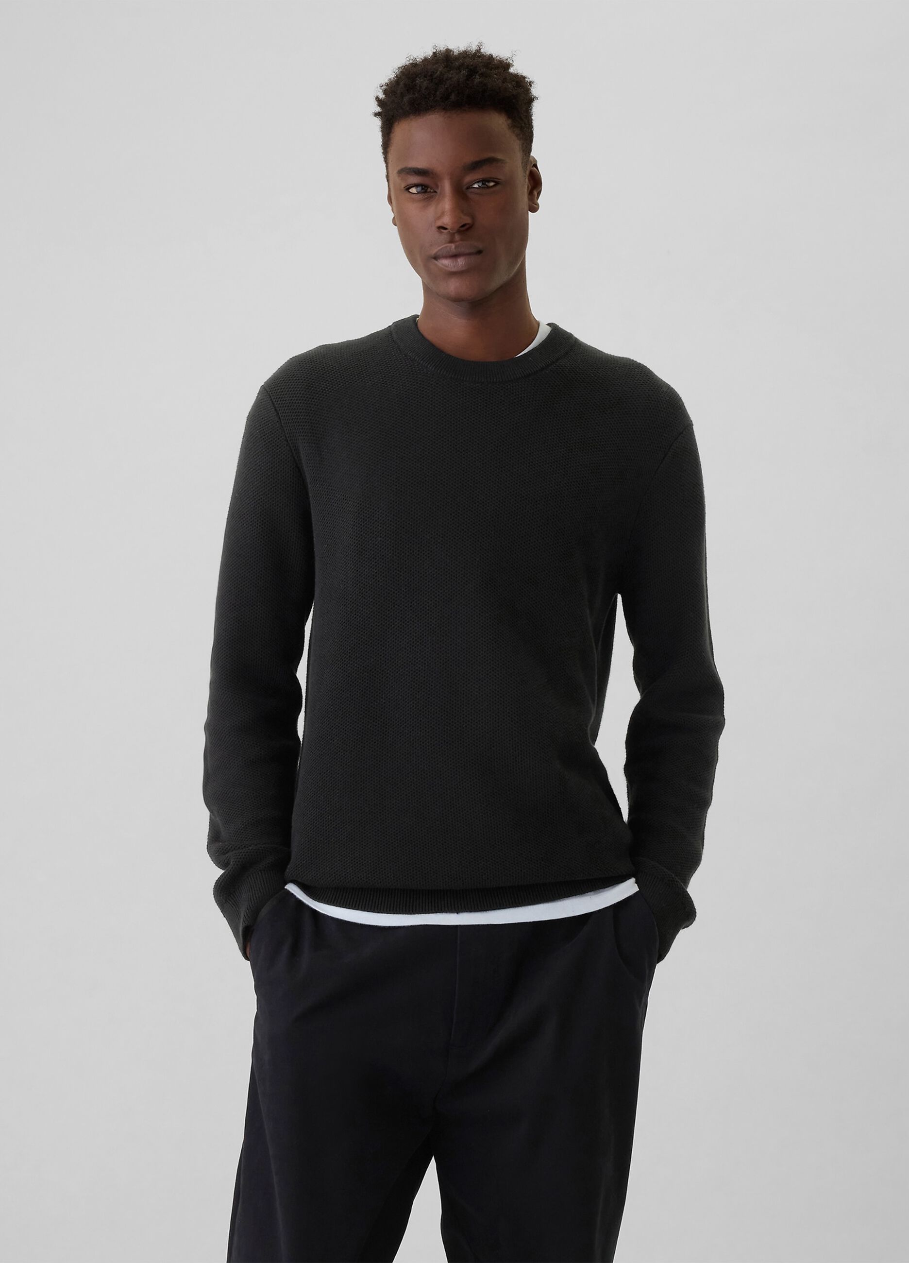 Pullover con micro trama a nido d'ape