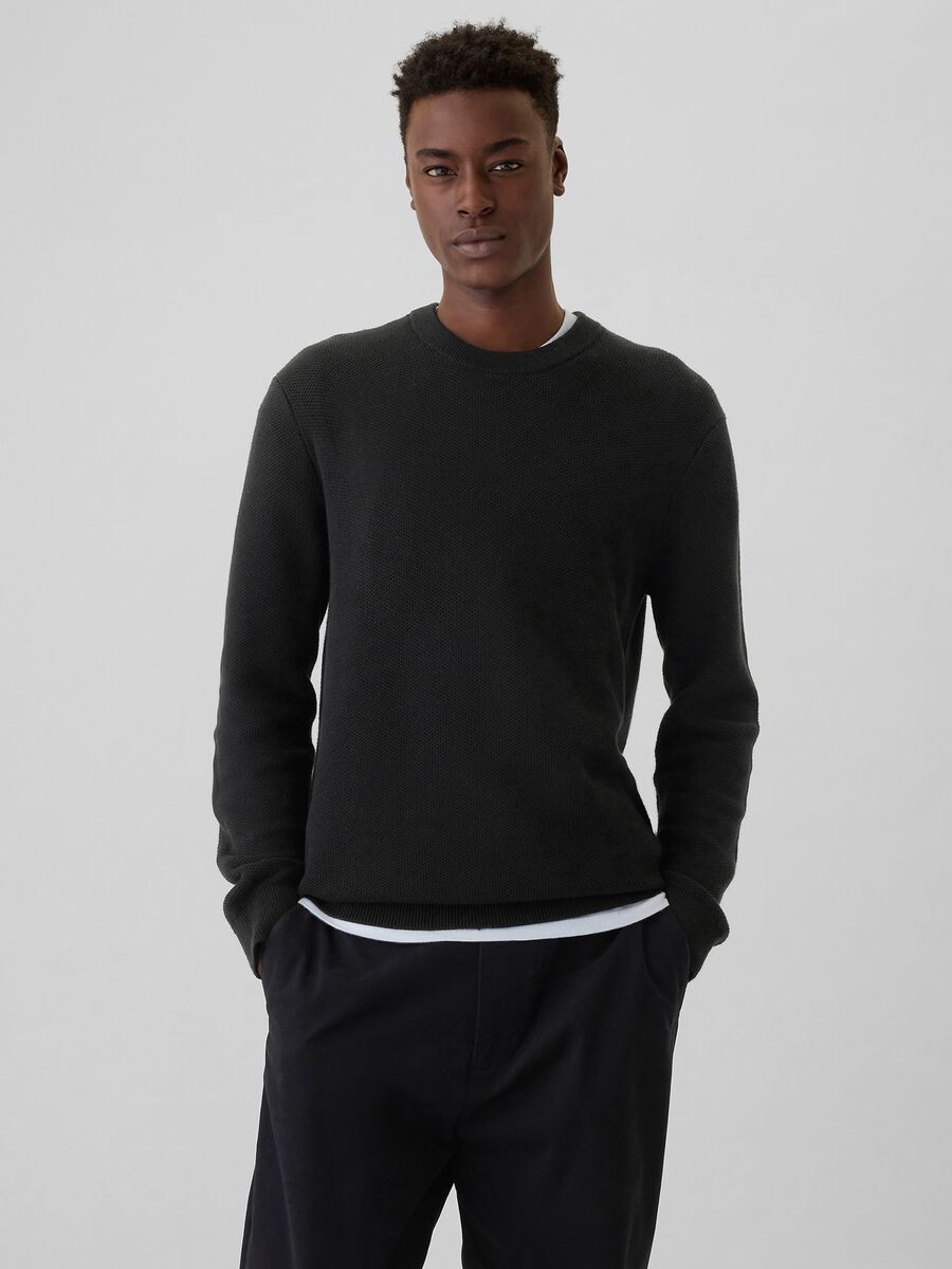 Pullover con micro trama a nido d'ape Uomo_0
