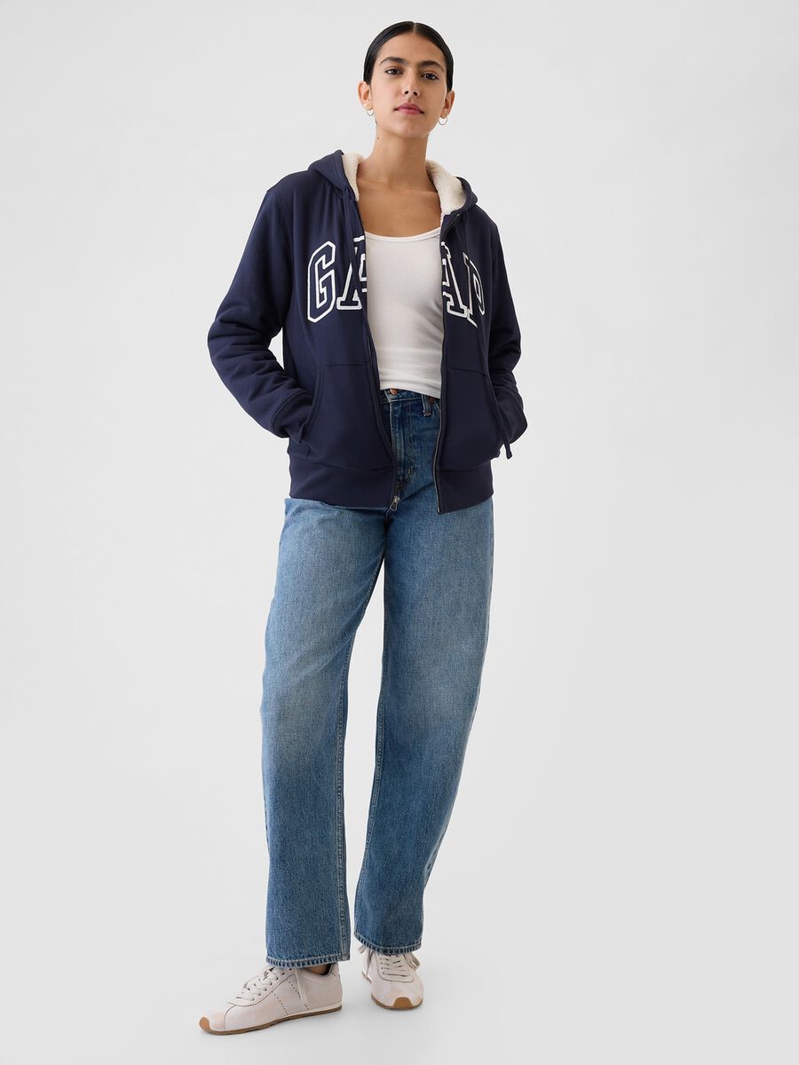 Full-zip con interno in sherpa e ricamo logo Donna_1
