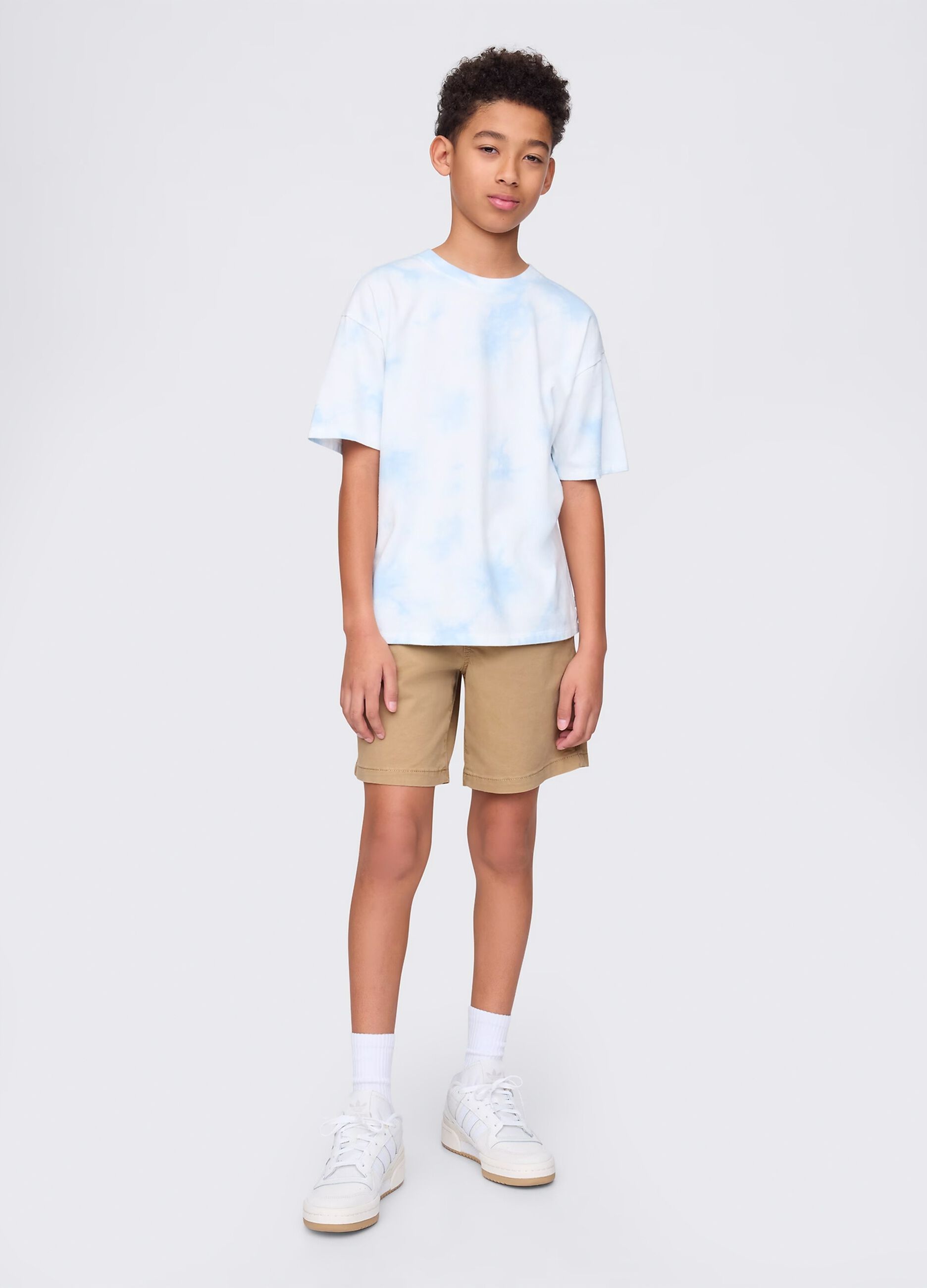 Shorts beige in cotone elasticizzato