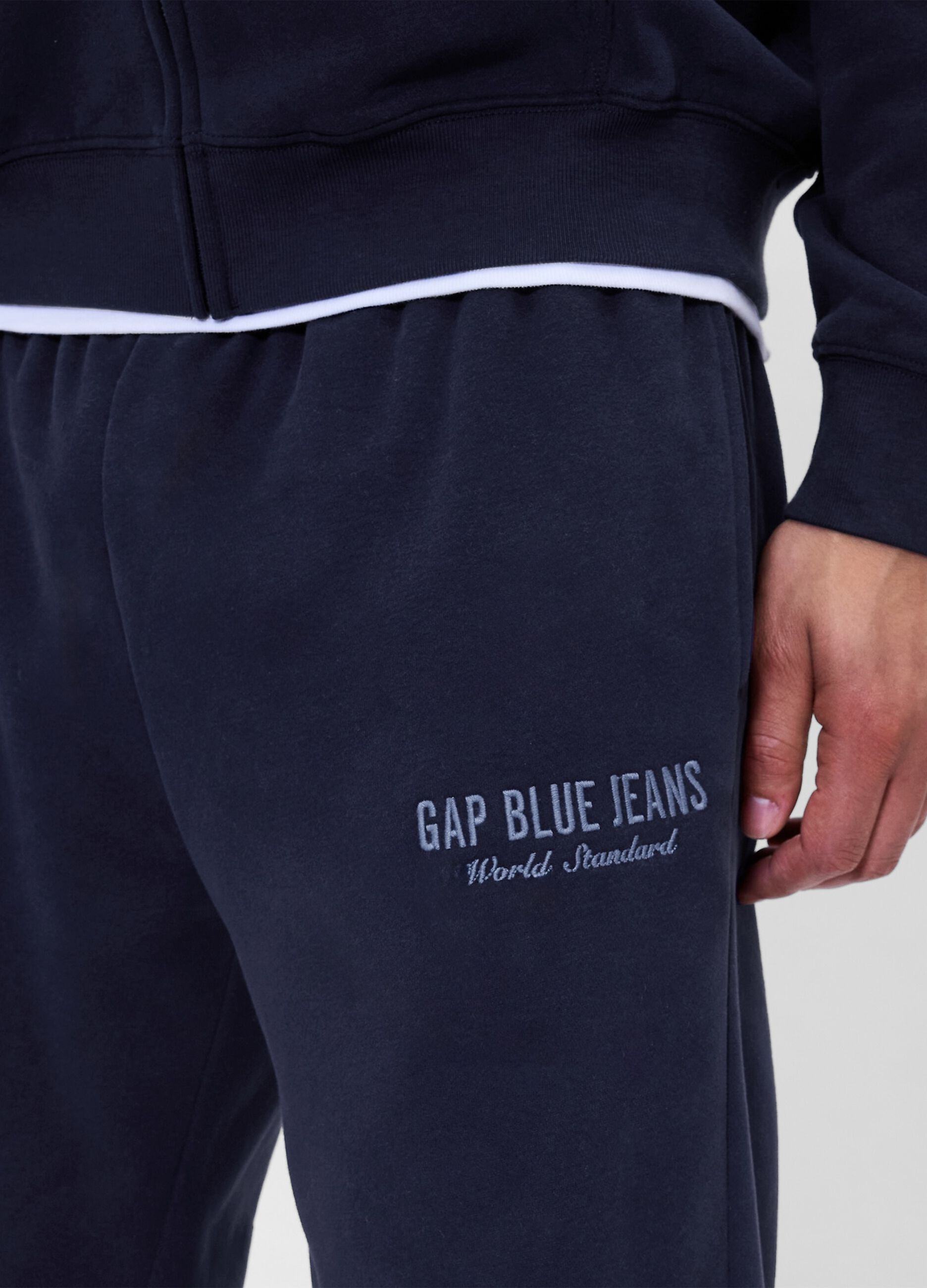 Blue Trousers in Cotton and Polyester Blend