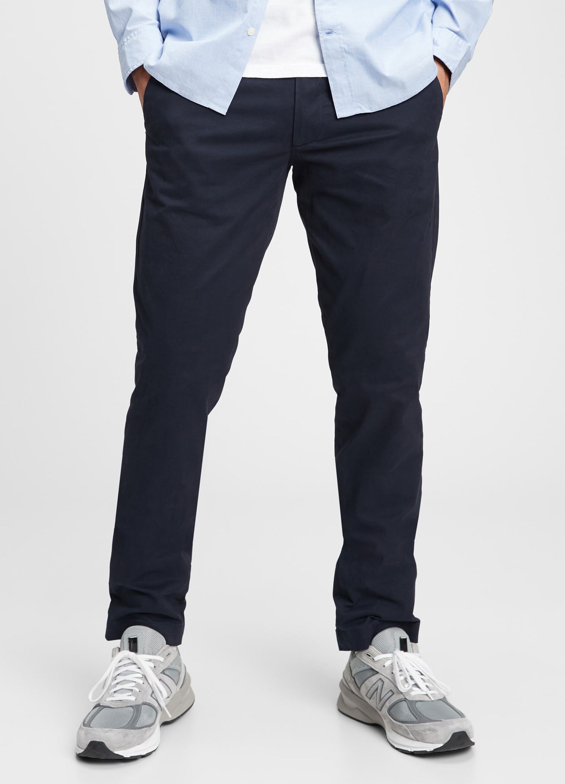 Stretch cotton slim fit trousers