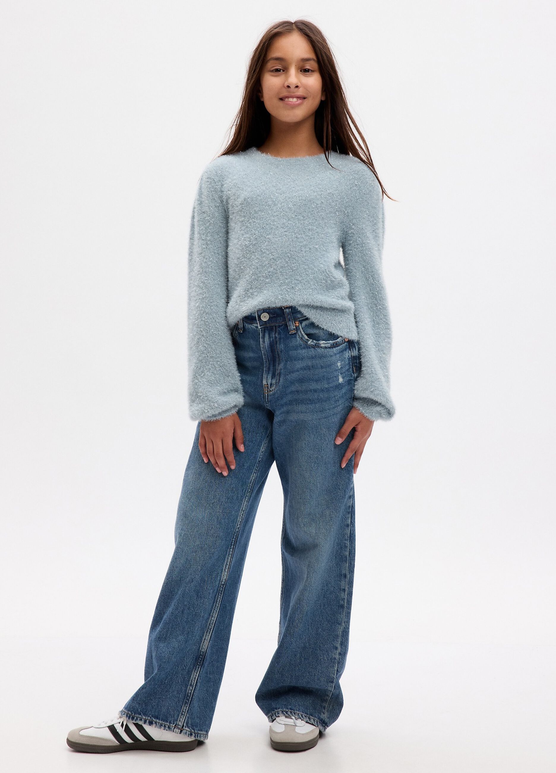 Pullover in filato peloso con lurex