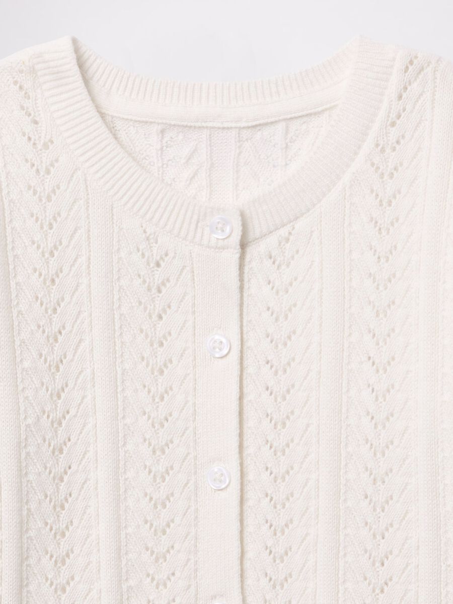 Cardigan bianco in cotone traforato GAP Kids Bimba_3