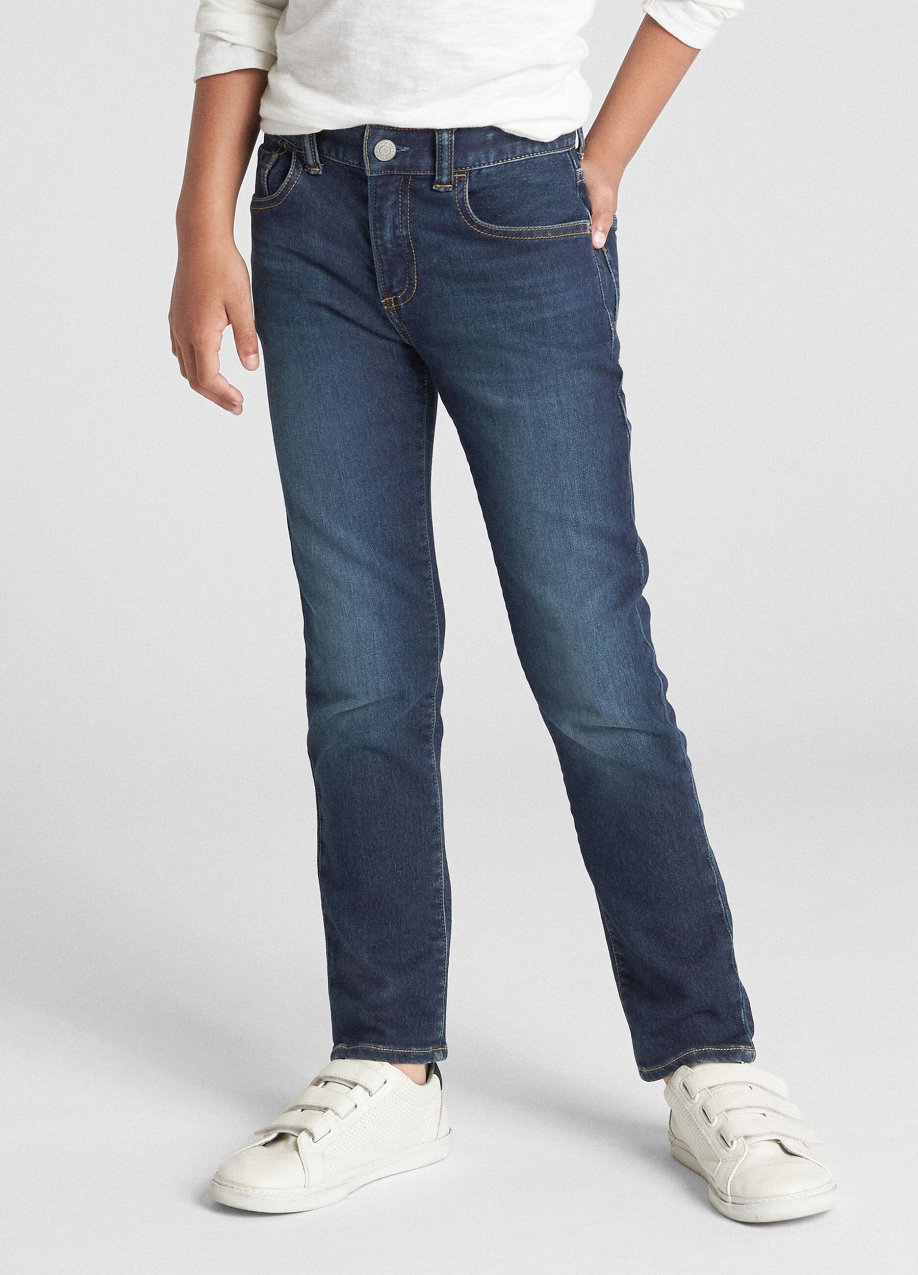 Slim-fit jeans with discolouring