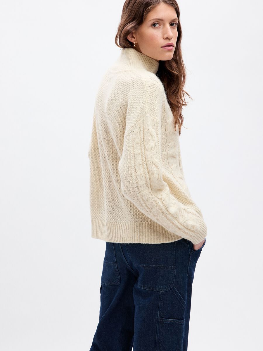 Cable knit mock neck pullover Woman_1
