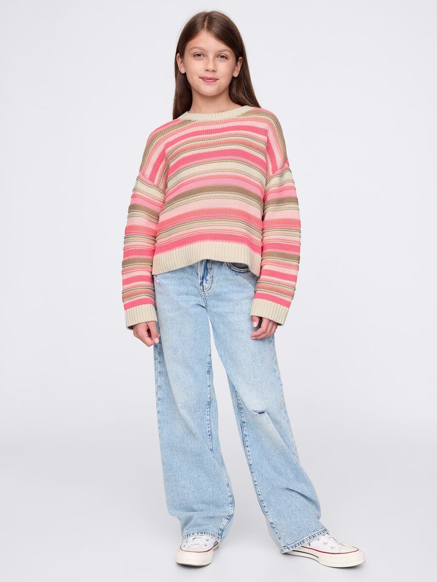 Multicolour Stripe Cotton Jumper Girl_1
