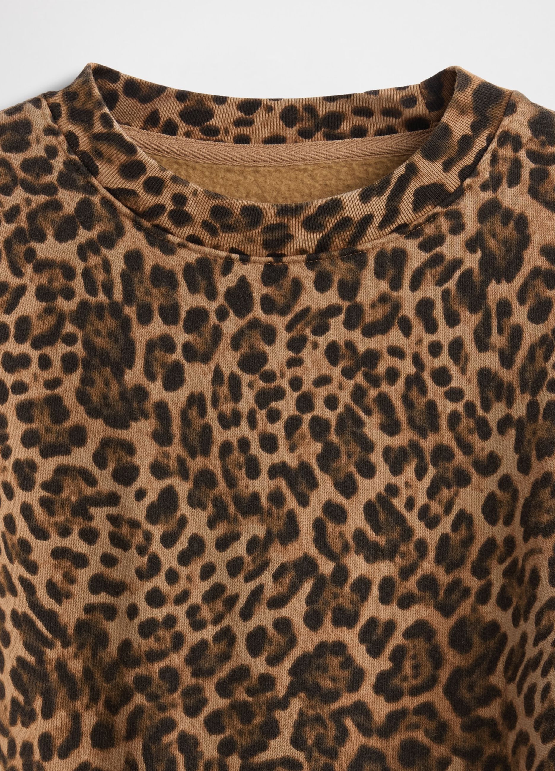 Brown Leopard Print Crew Neck Sweatshirt
