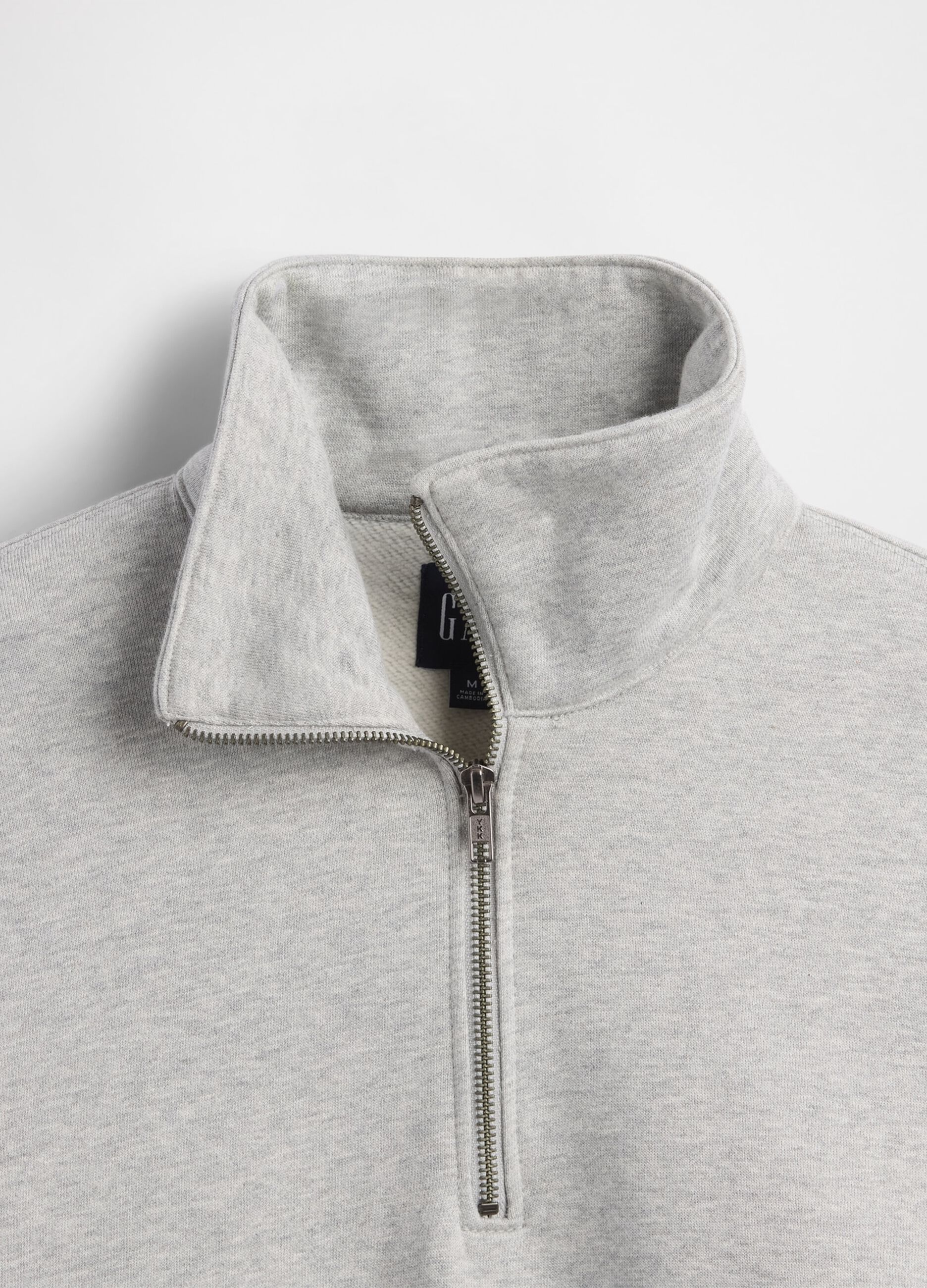 Grey half-zip high-neck sweatshirt