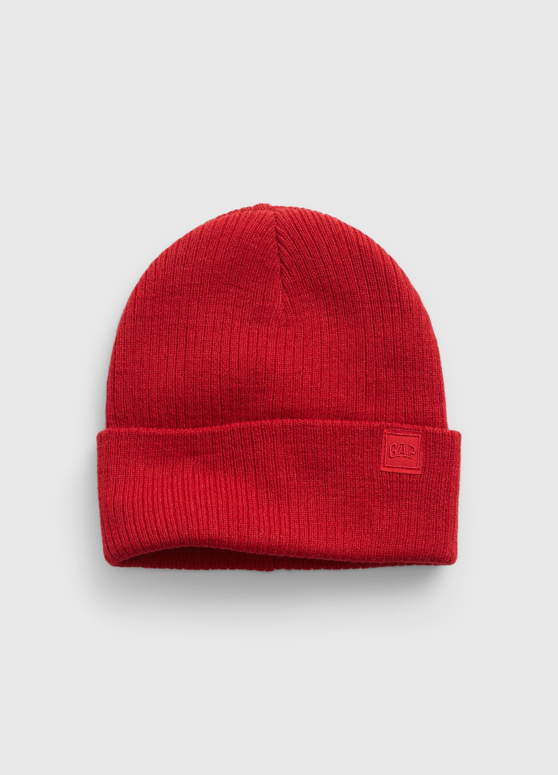 Knit cap with logo patch