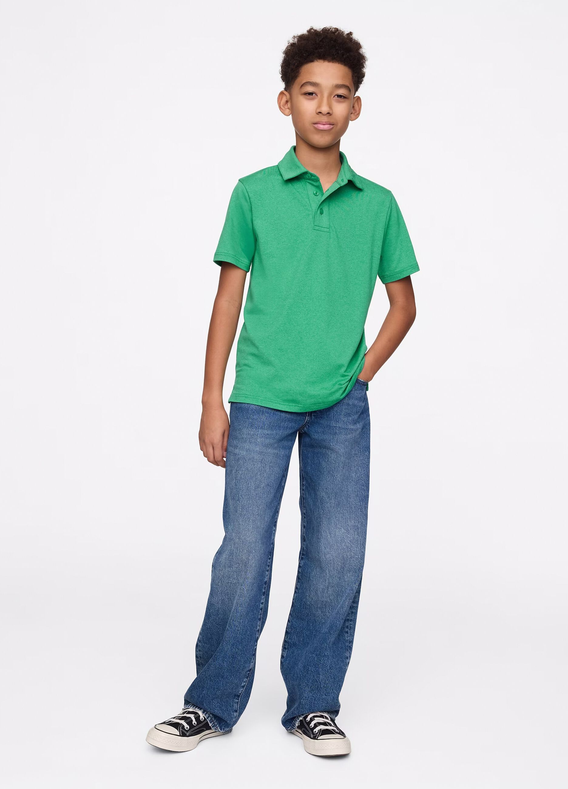 Polo verde in tessuto stretch_1