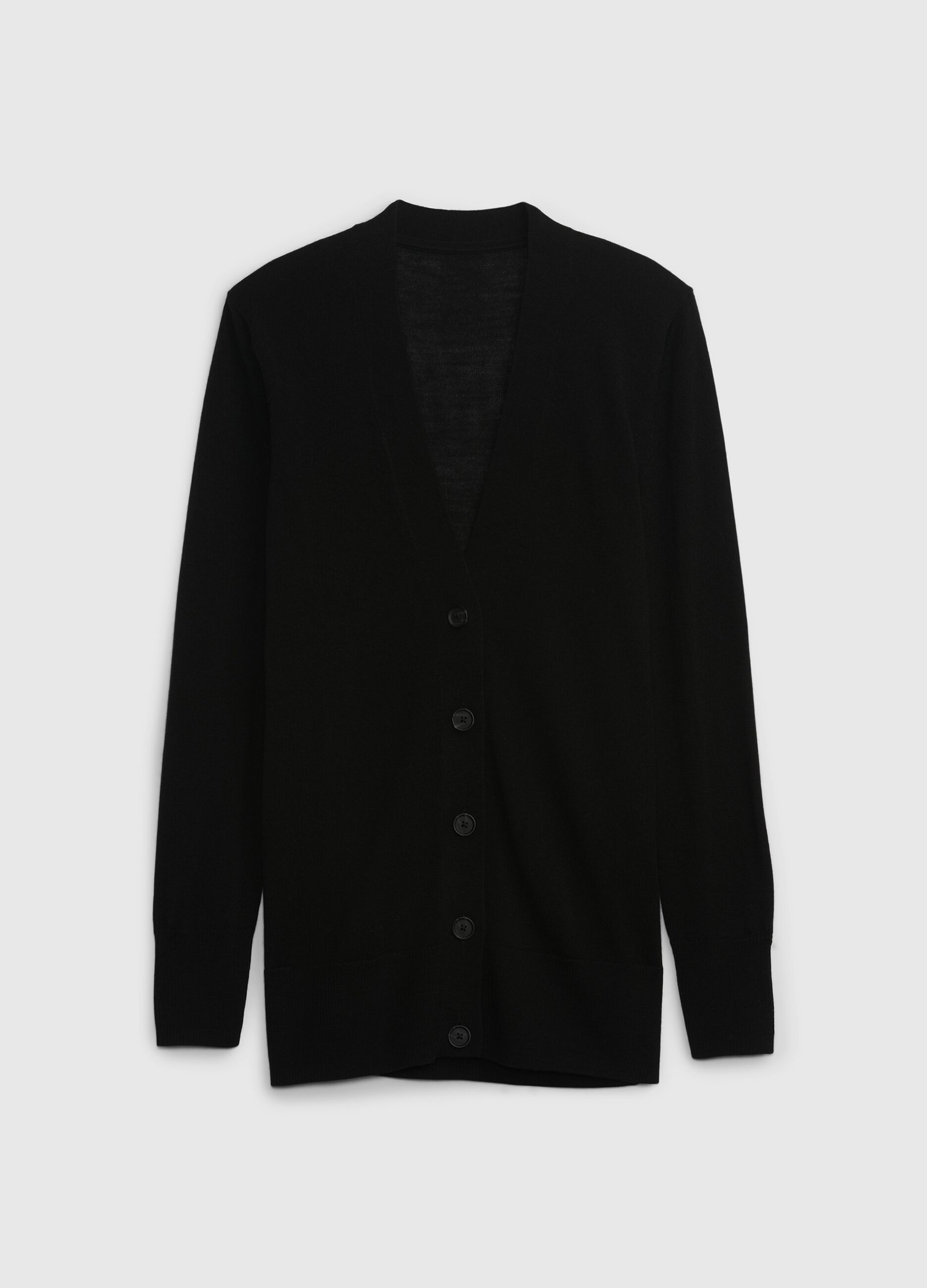 Merino wool cardigan with V neck_5