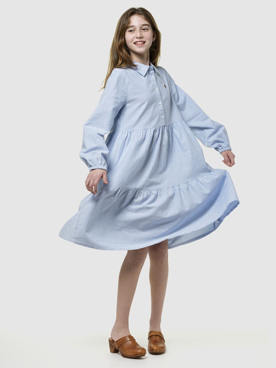 Vestito azzurro per bambina lungo a balze Bambina_1