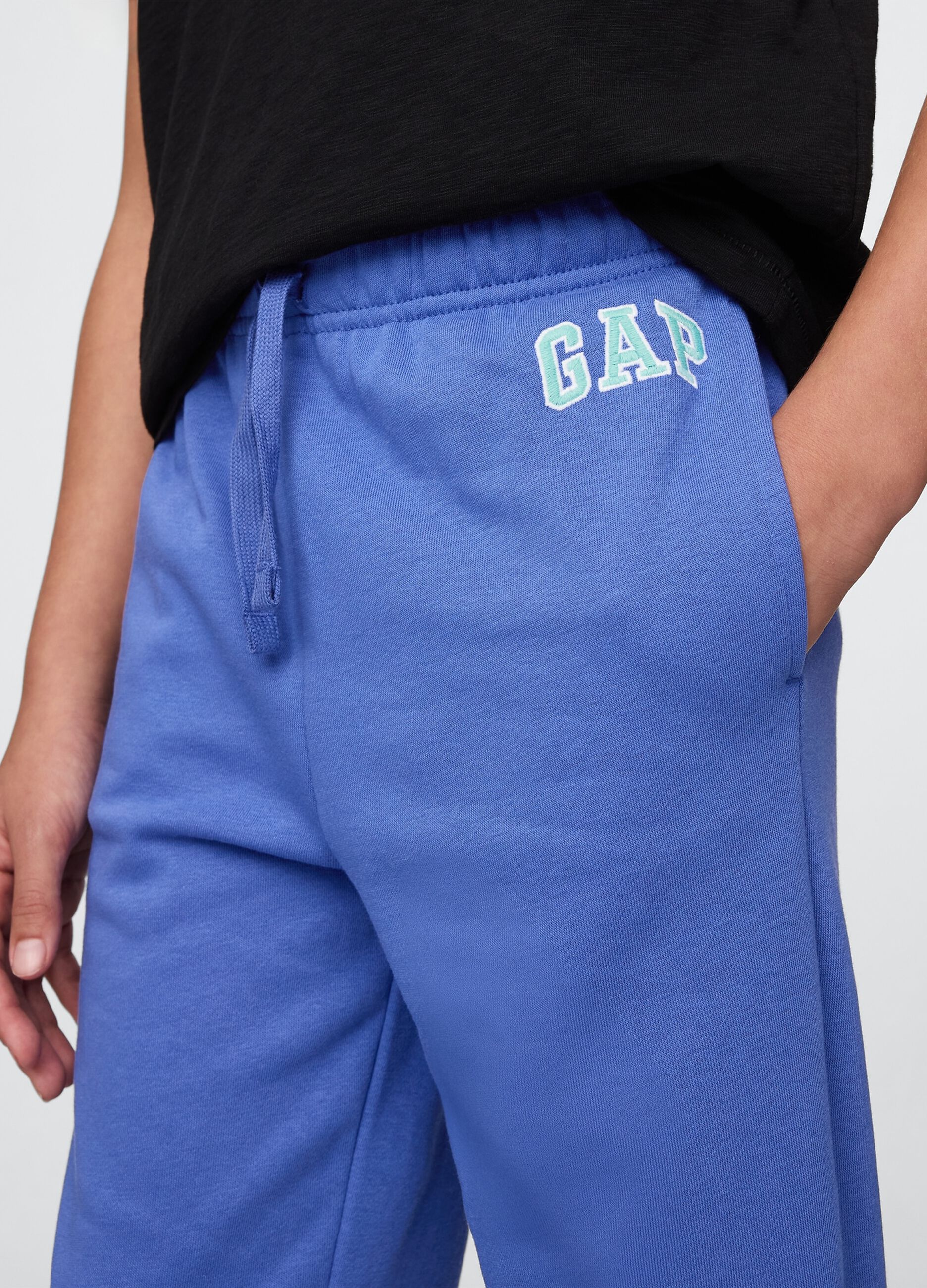 Pantaloni jogger blu in misto cotone_3