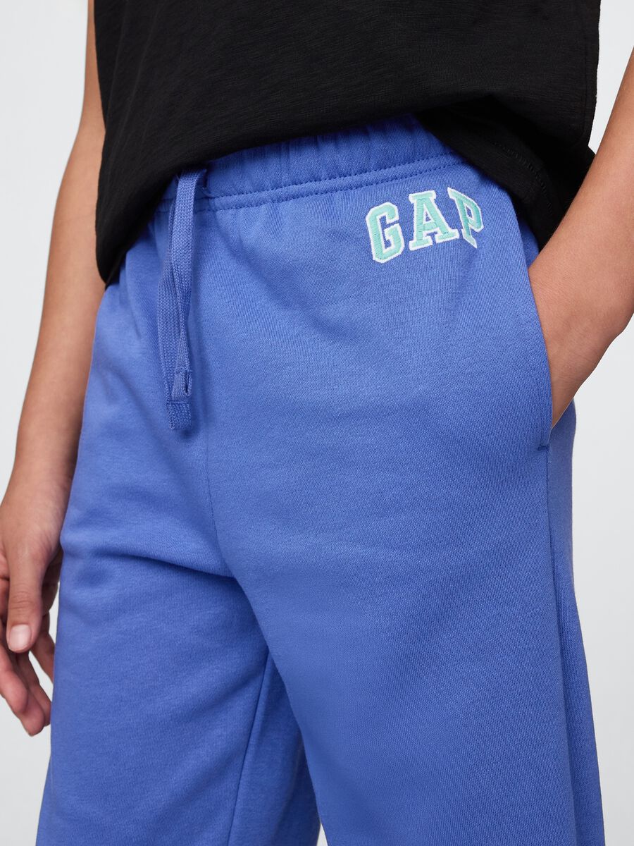 Blue Cotton Blend Jogger Trousers Boy_3