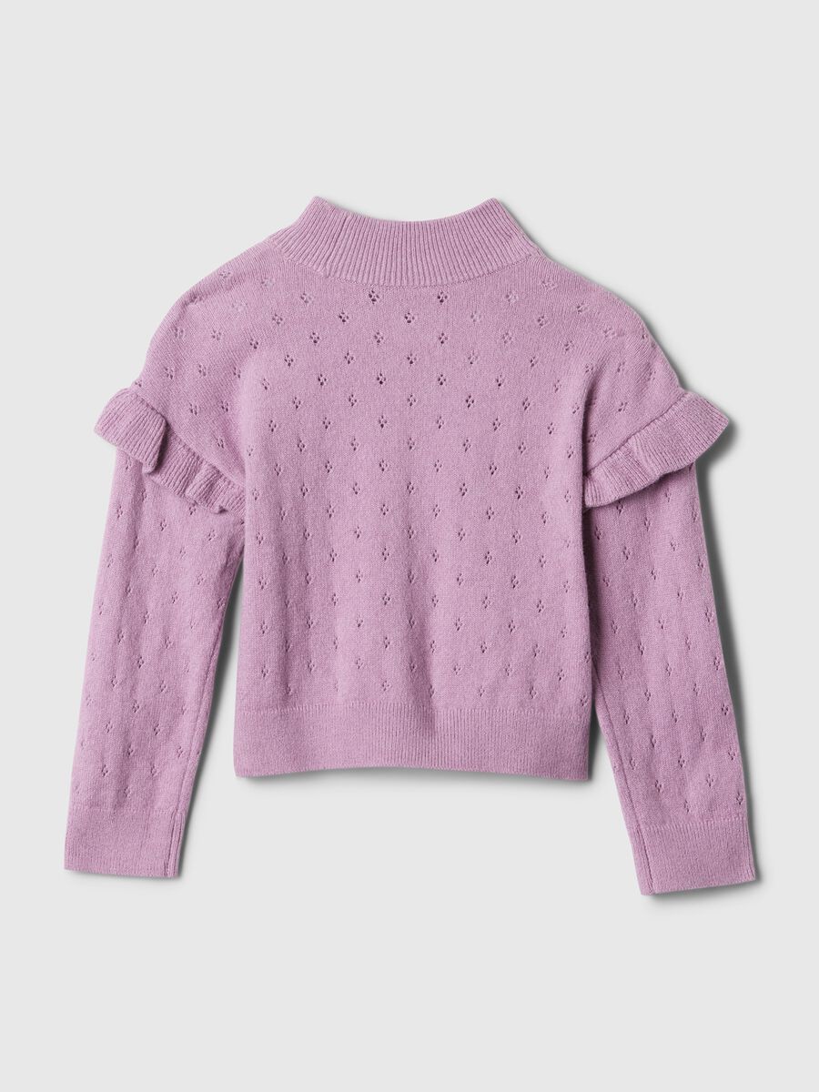 Pointelle pullover with mock neck with frills Baby Girl_1