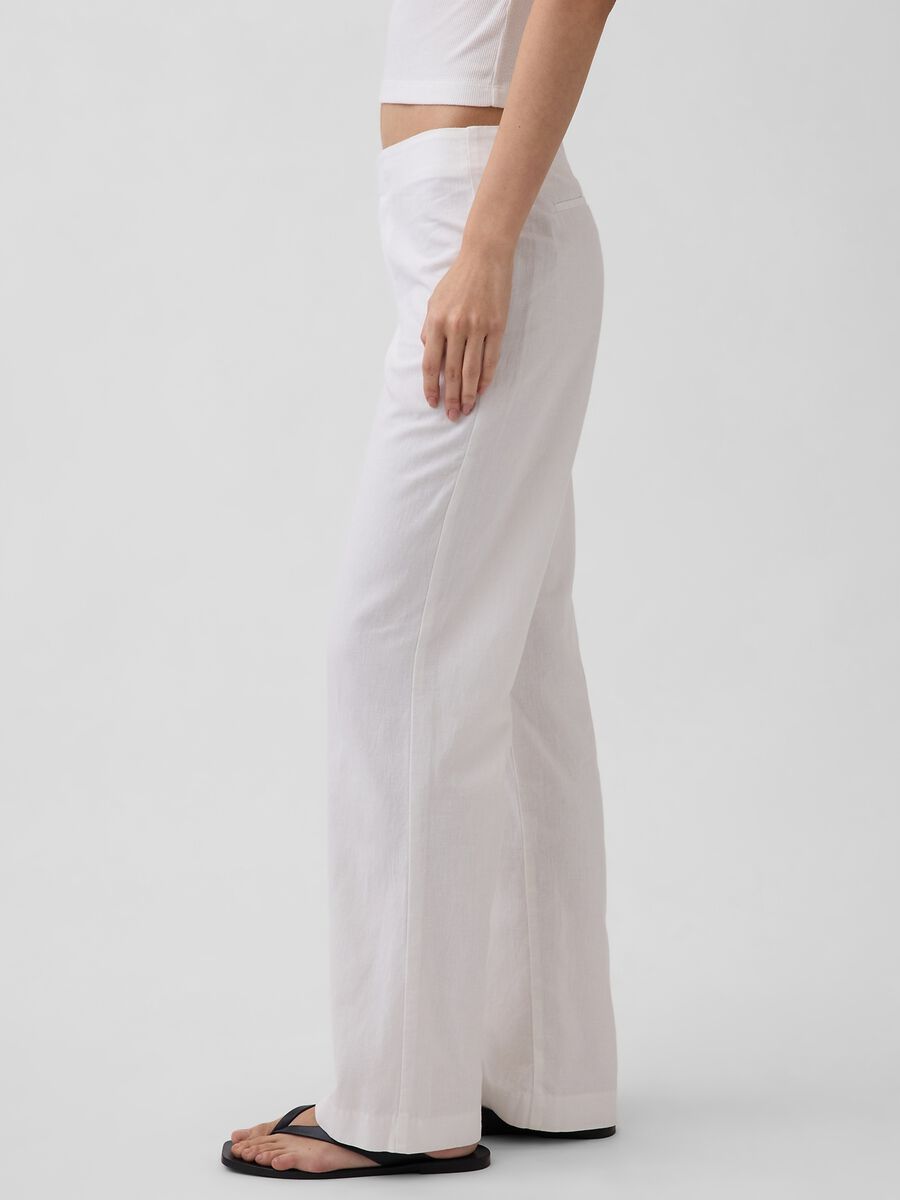 Pantaloni wide leg in misto lino Donna_3