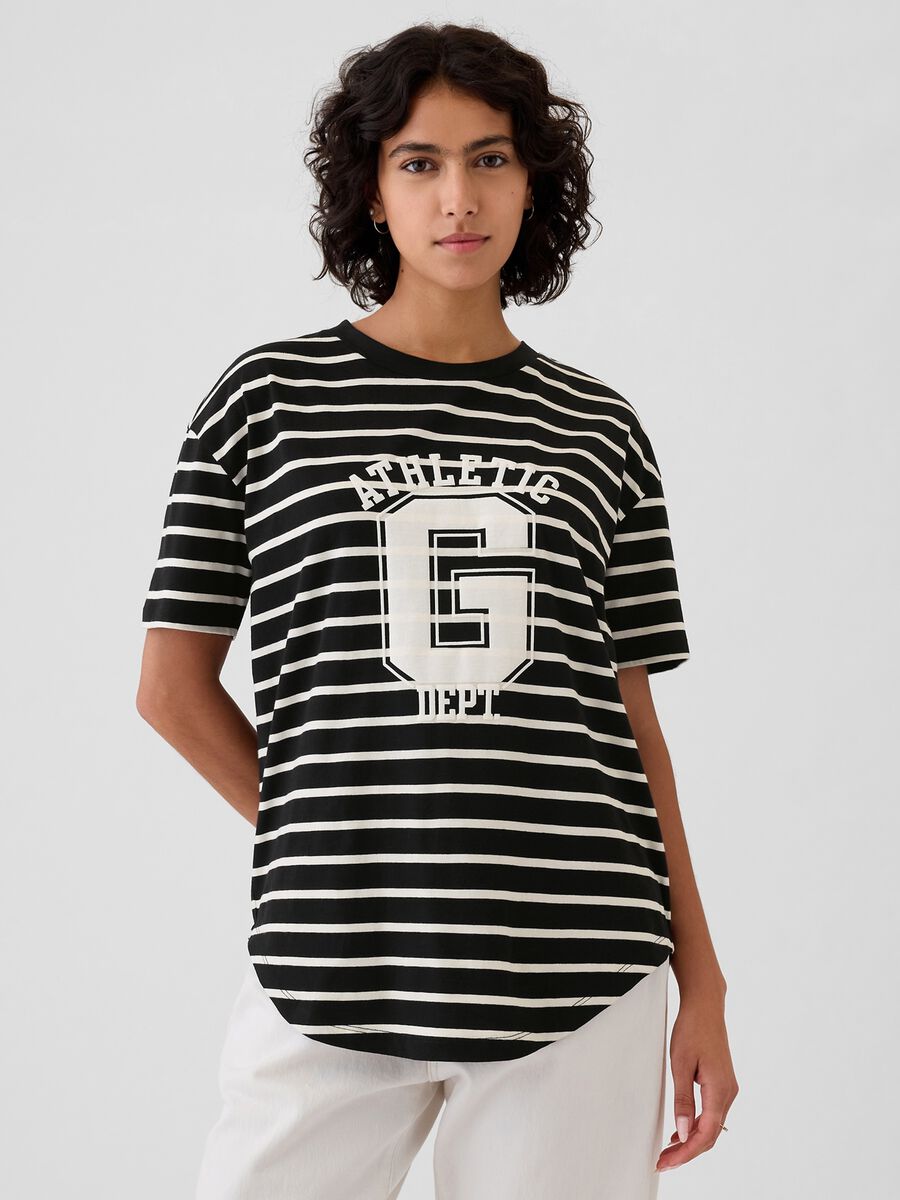 T-shirt in cotone bio stampa logo Athletic Dept. Donna_0