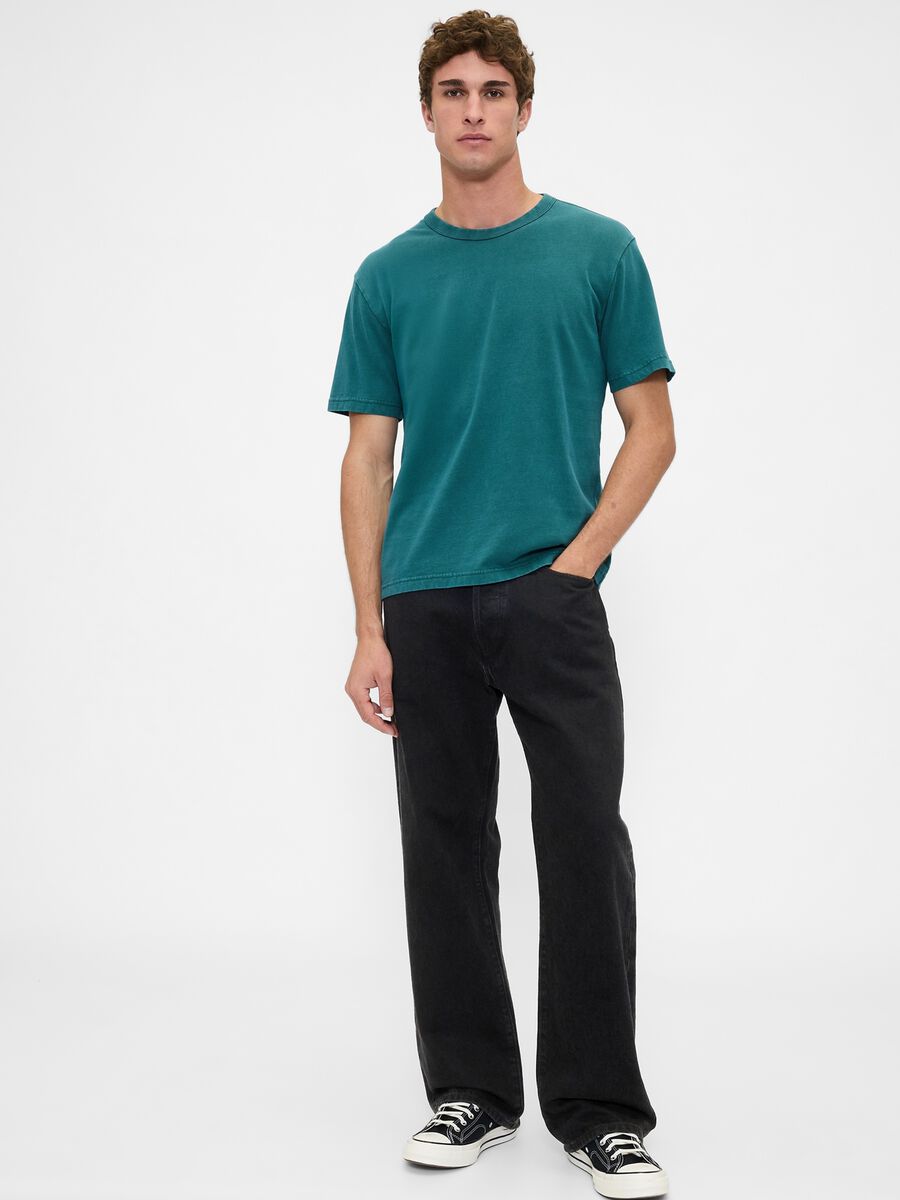 T-shirt verde a maniche corte in cotone Uomo_2