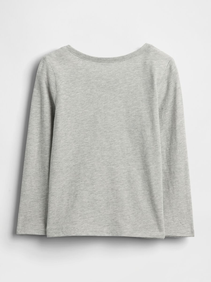 Grey Long Sleeve Cotton T-shirt Girl_1