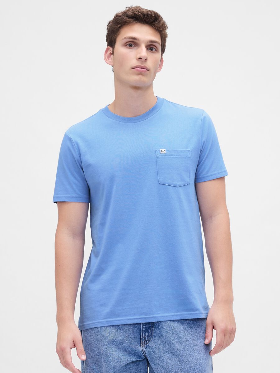 T-shirt azzurra in cotone Uomo_0