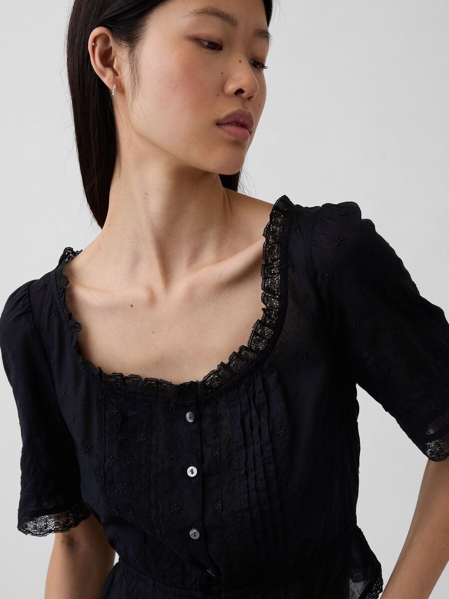 Blusa in puro cotone con pizzo Donna_1