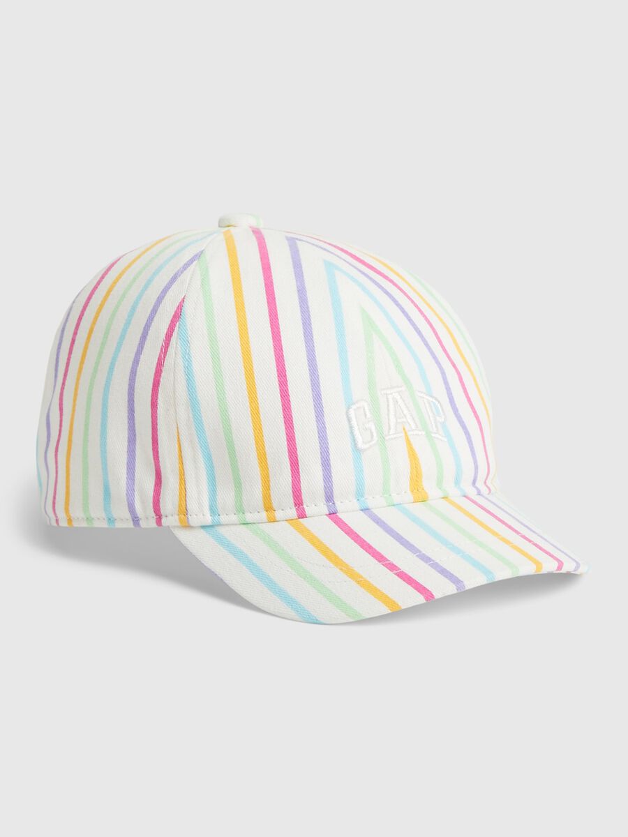 Striped baseball cap with embroidered logo. Toddler Girl_0