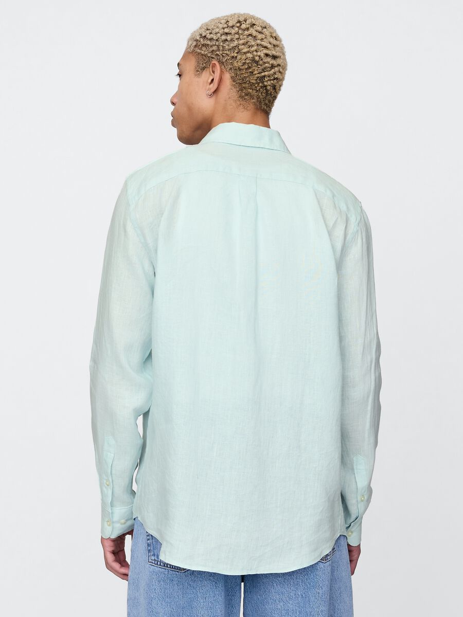 Camicia in lino azzurra Gap Uomo_2