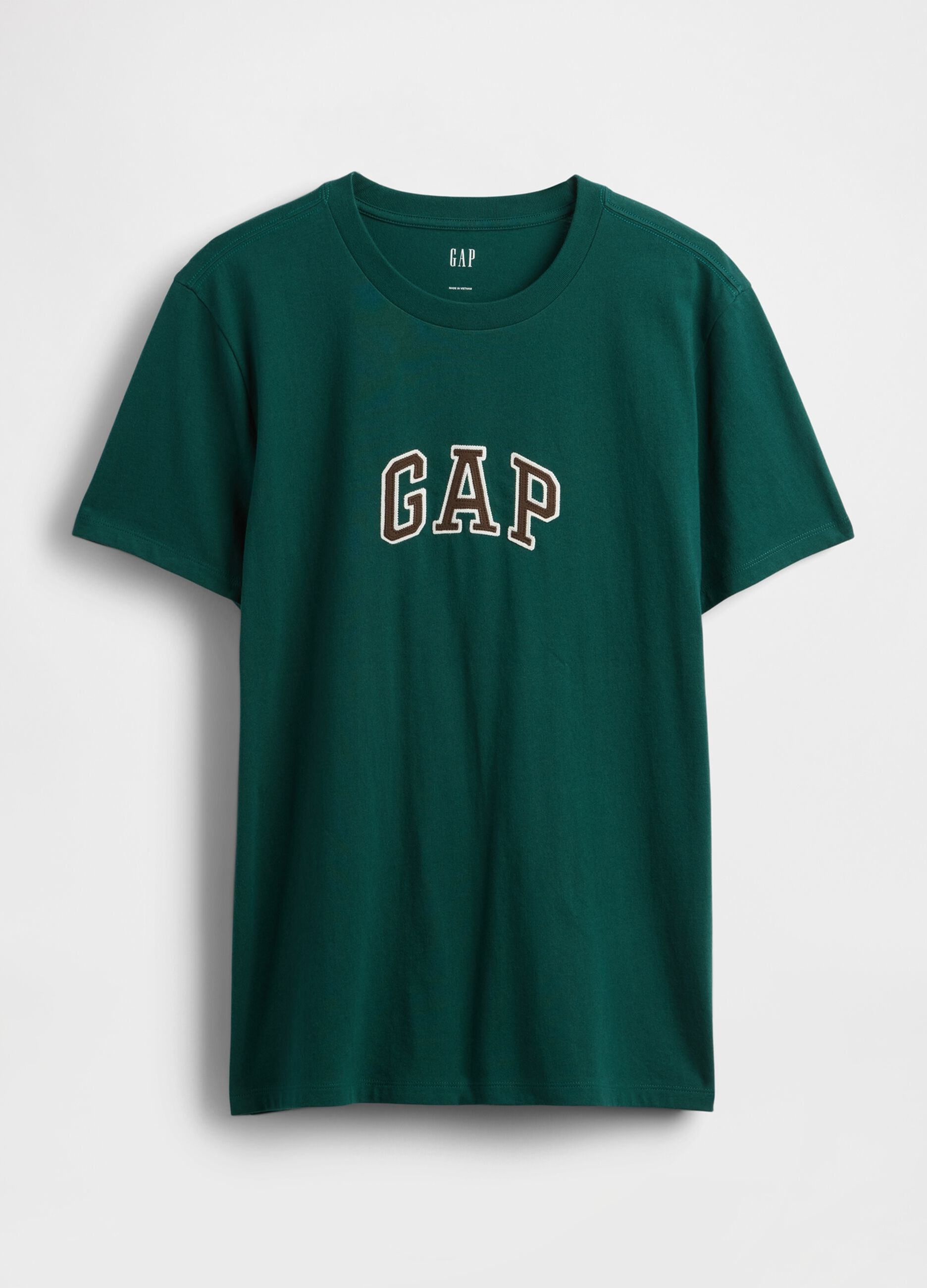 Short-sleeved green cotton T-shirt